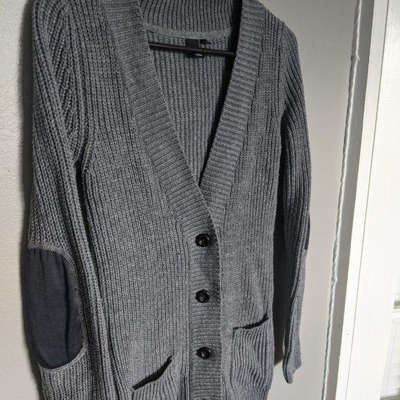 Grey Knit Cardigan with Elbow Pads - Picture 6 of 6